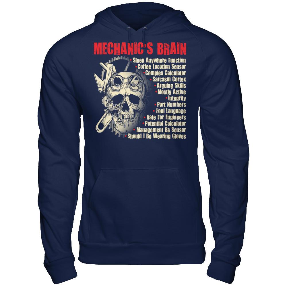 Mechanic's Brain - Sleep Anywhere Function, Coffee Location Sensor, Complex Calculator Gildan - Pullover Hoodie Navy
