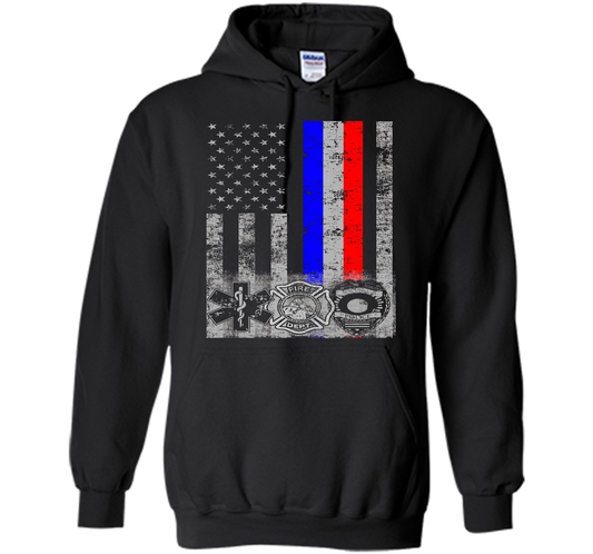 Fireman Police EMT / First Responder Flag t-shirt Black