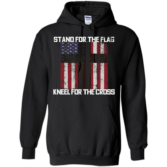 American T-shirt Stand For The Flag Kneel For The Cross Black