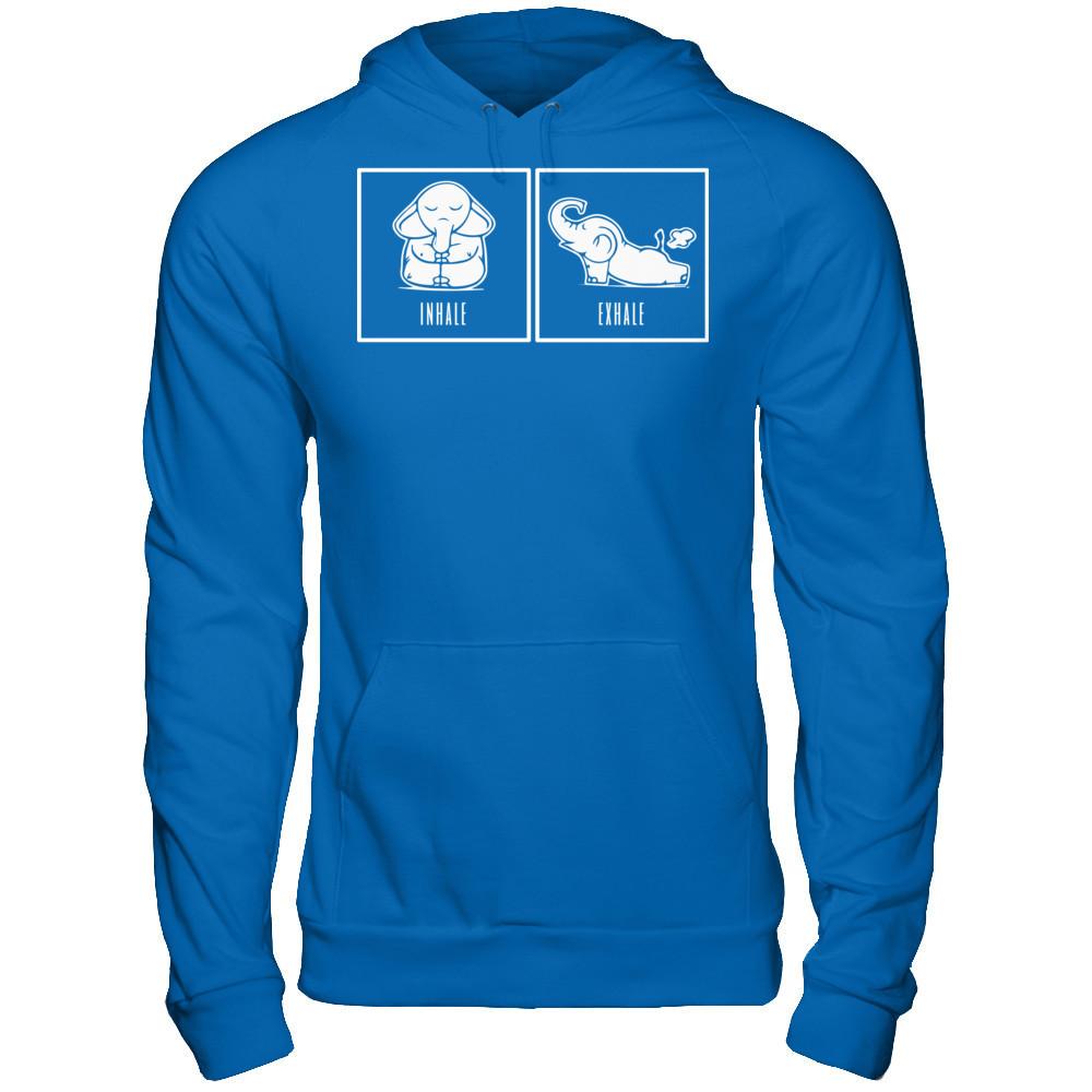 Elephant Inhale - Exhale T-shirt Gildan - Pullover Hoodie Royal