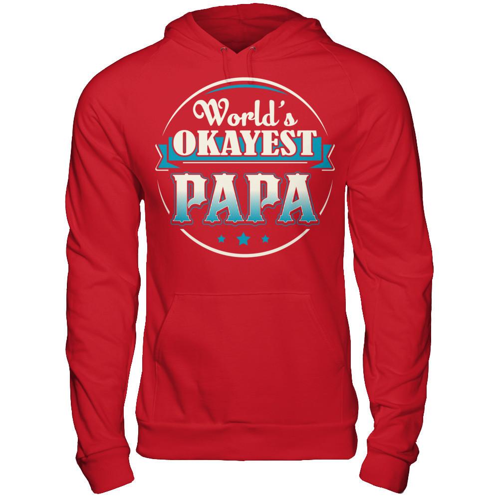 World's Okayest Papa Gildan - Pullover Hoodie Red