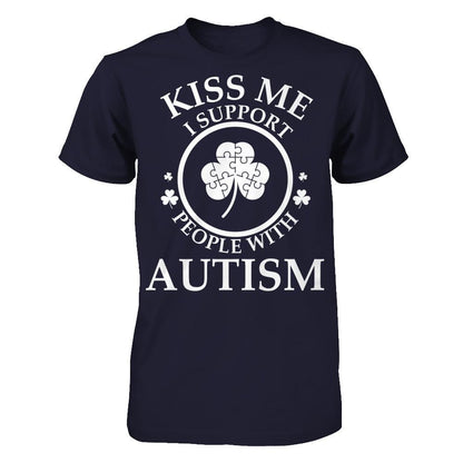 Kiss Me I Support People With Autism T-shirt Next Level - Unisex Fitted Tee Midnight Navy