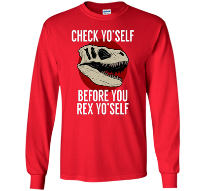 Dinosaur T-shirt Check Yo'Self Before You Rex Yo'Self T-shirt Red