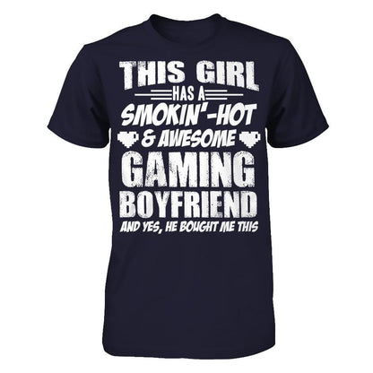 This Girl Has A Smoking Hot and Awesome Gaming Boyfriend and Yes, He Bought Me This Next Level - Unisex Fitted Tee Midnight Navy