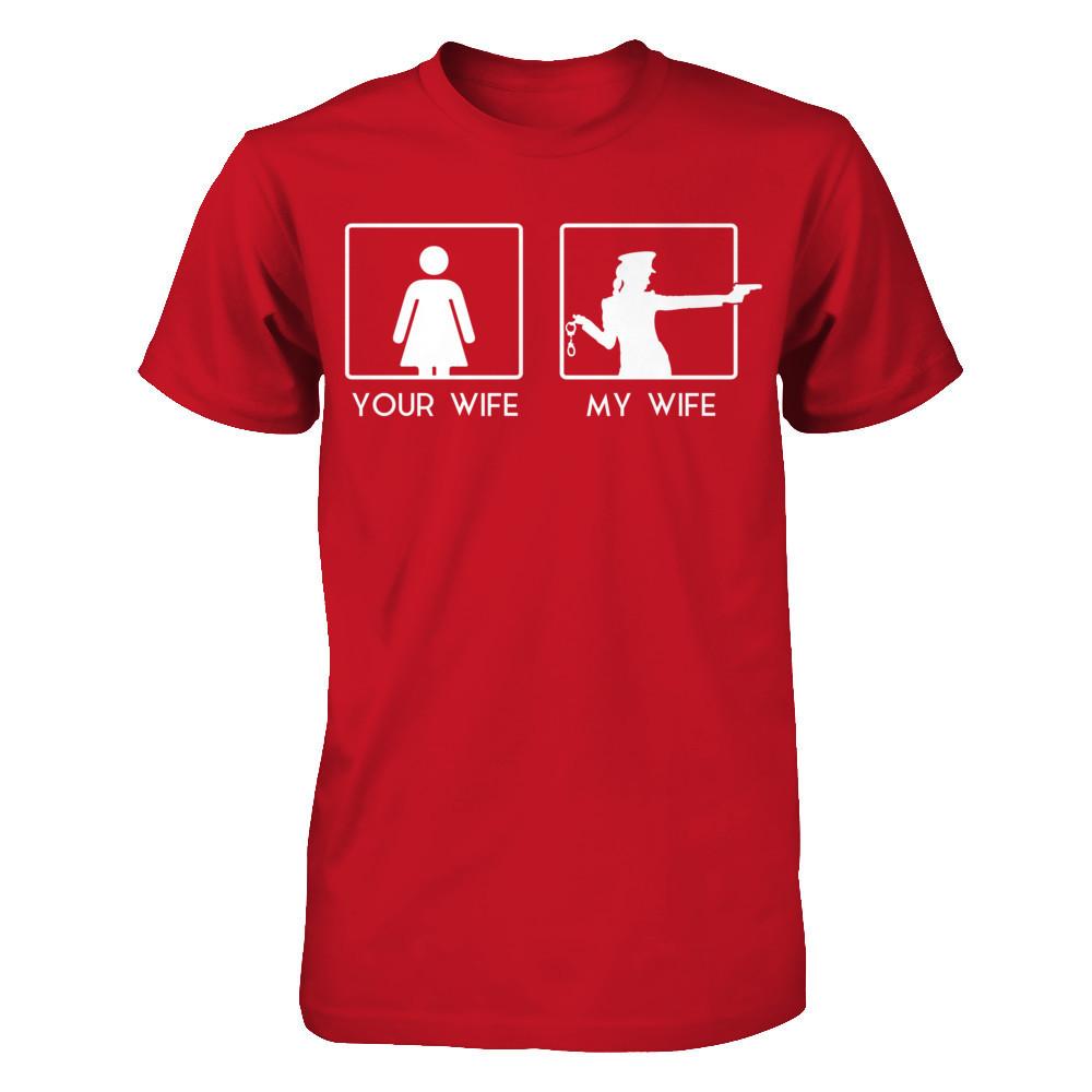 Your Wife - My Wife Loves Shooting Gildan - Short Sleeve Tee Red