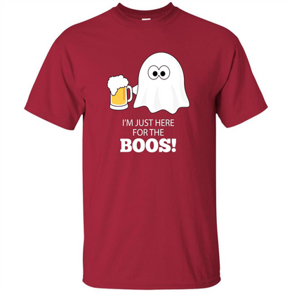 Halloween Drinking T-shirt I'm Just Here For The Boos Cardinal