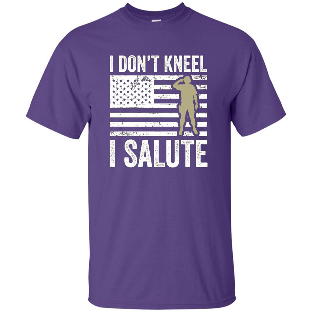 Military T-shirt I Don't Kneel I Salute T-shirt Purple