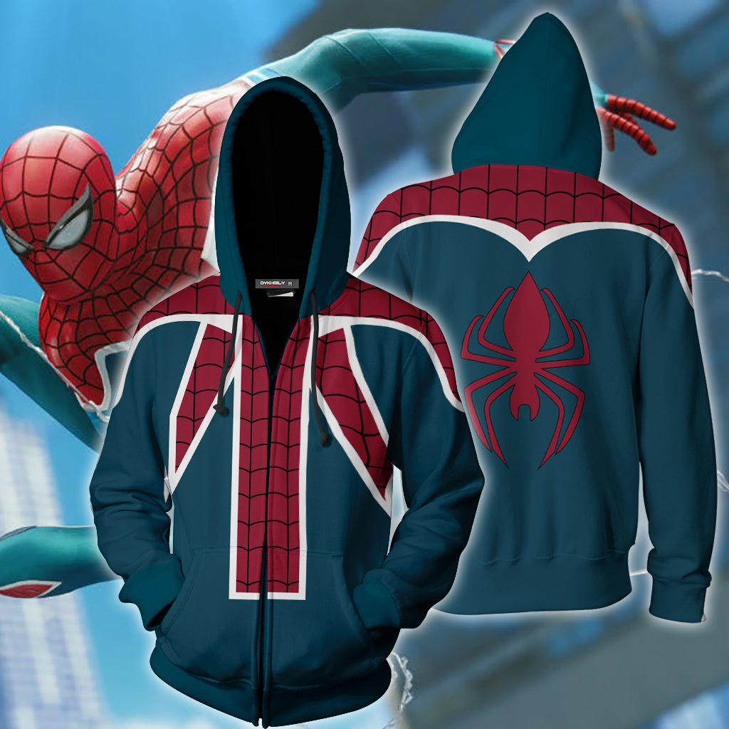 Spider-UK Cosplay PS4 New Look Zip Up Hoodie Jacket