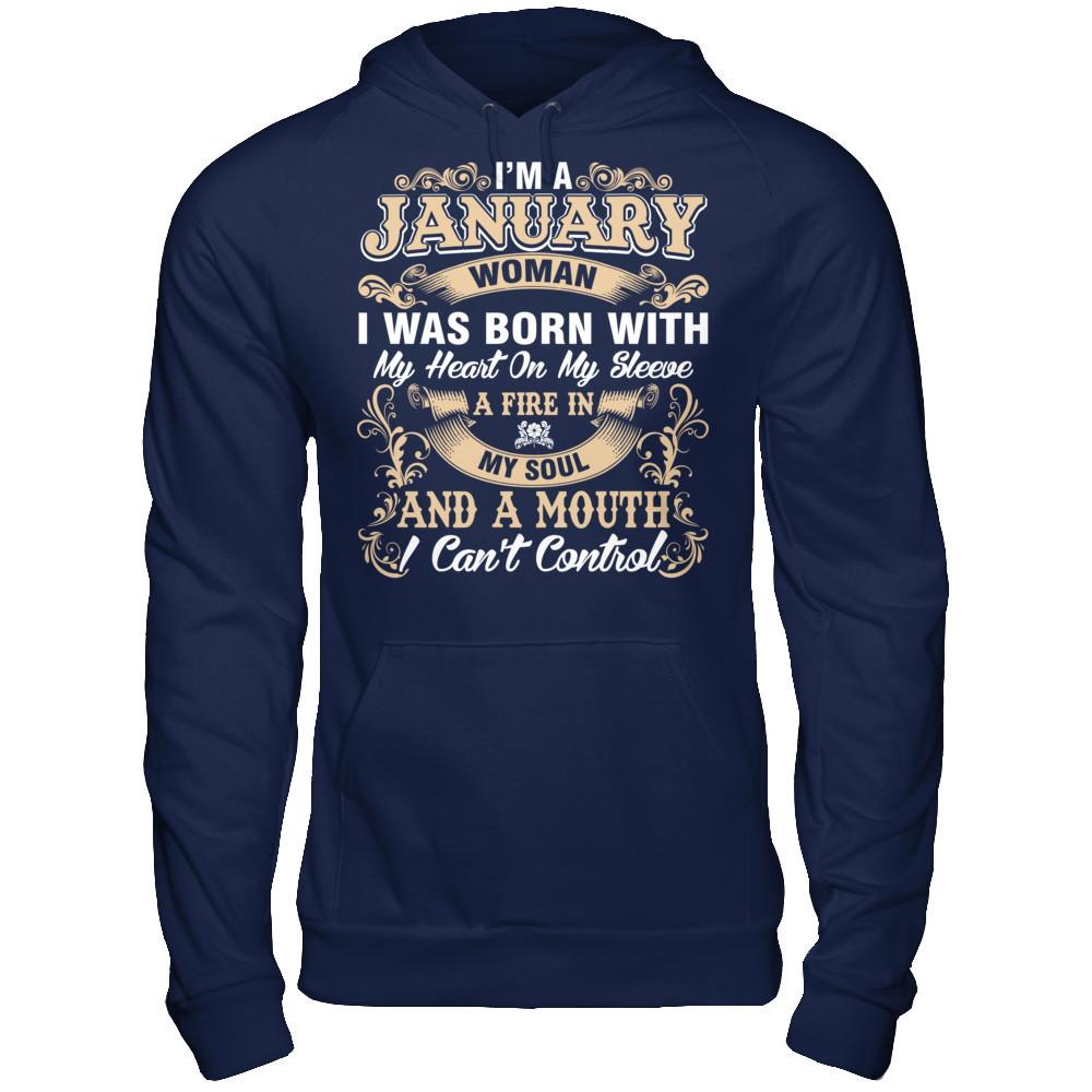 I'm A January Woman T-shirt Gildan - Pullover Hoodie Navy