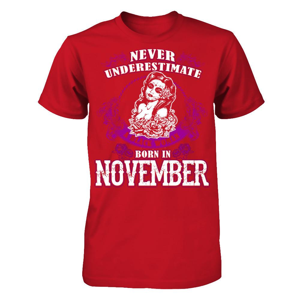 Never Underestimate A Black Woman Born In November Gildan - Short Sleeve Tee Red