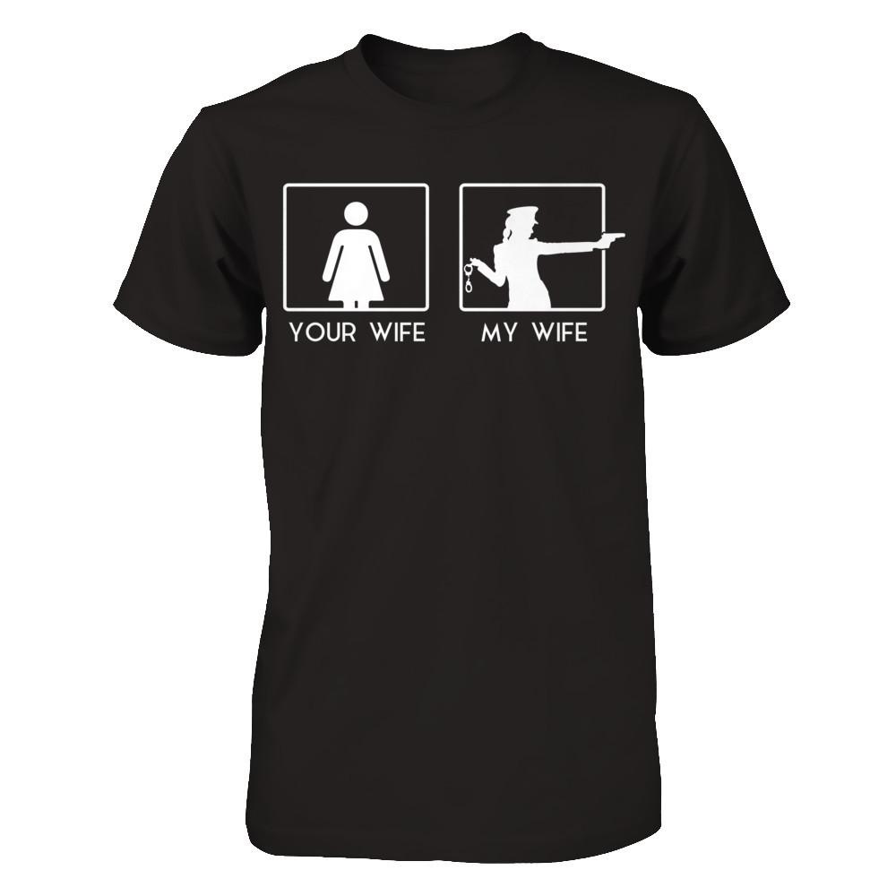 Your Wife - My Wife Loves Shooting Gildan - Short Sleeve Tee Black