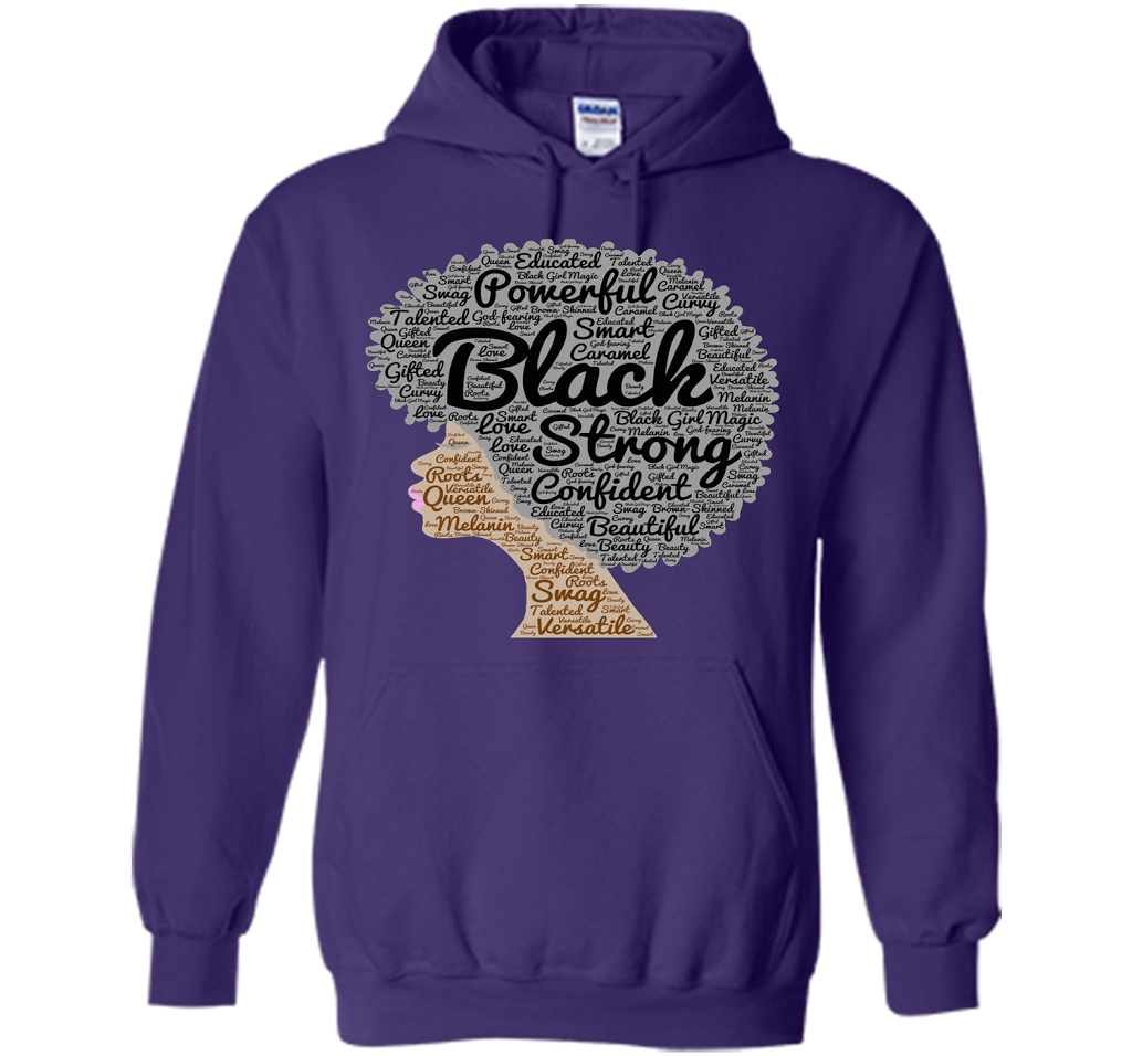 Afro Word Art Natural Hair T-Shirt for Black Women shirt Purple