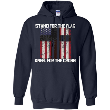 American T-shirt Stand For The Flag Kneel For The Cross Navy