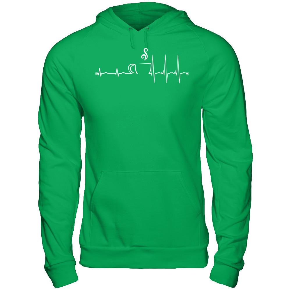 Coffee Heartbeat T-shirt Gildan - Pullover Hoodie Irish Green