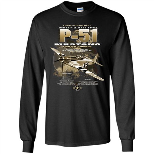 P-51 Mustang United States Army Air Force Fighter T-shirt Black