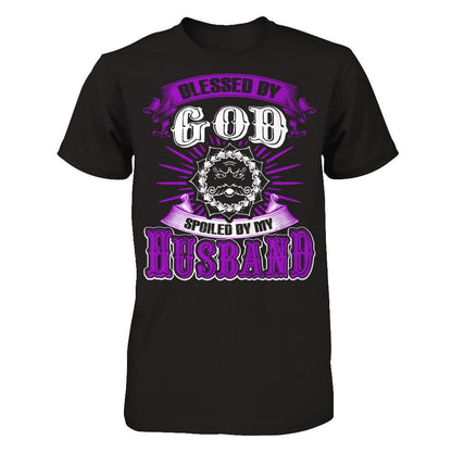 Blessed By God Spoiled By My Husband T-shirt Gildan - Short Sleeve Tee Black