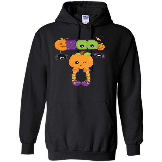 Cute Halloween Boo T-Shirt with Pumpkins-Party T-shirt Black