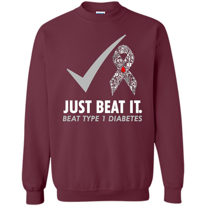 Just Beat It T-shirt Beat Type 1 Diabetes Maroon