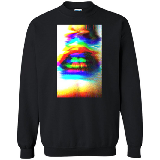 Glitch Art Lips T-shirt Black
