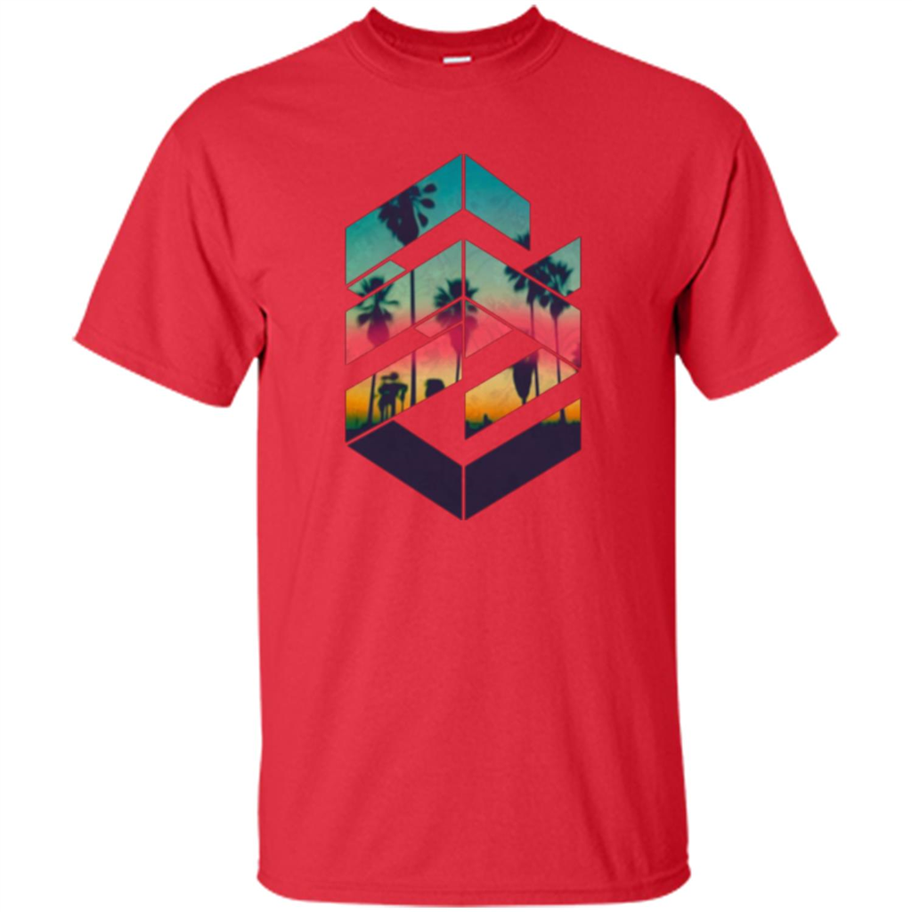 Summer T-shirt Geometric Sunset Beach Red