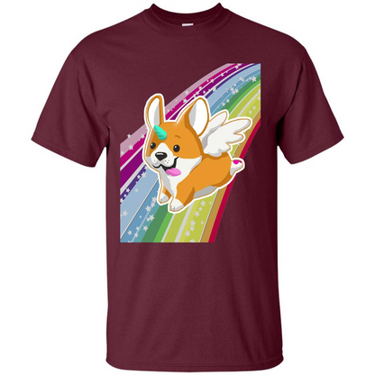Rainbow Unicorg Corgi Lover T-shirt Maroon
