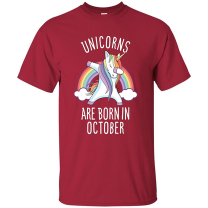 October Birthday T-shirt Unicorns Are Born In October Dabbing Cardinal