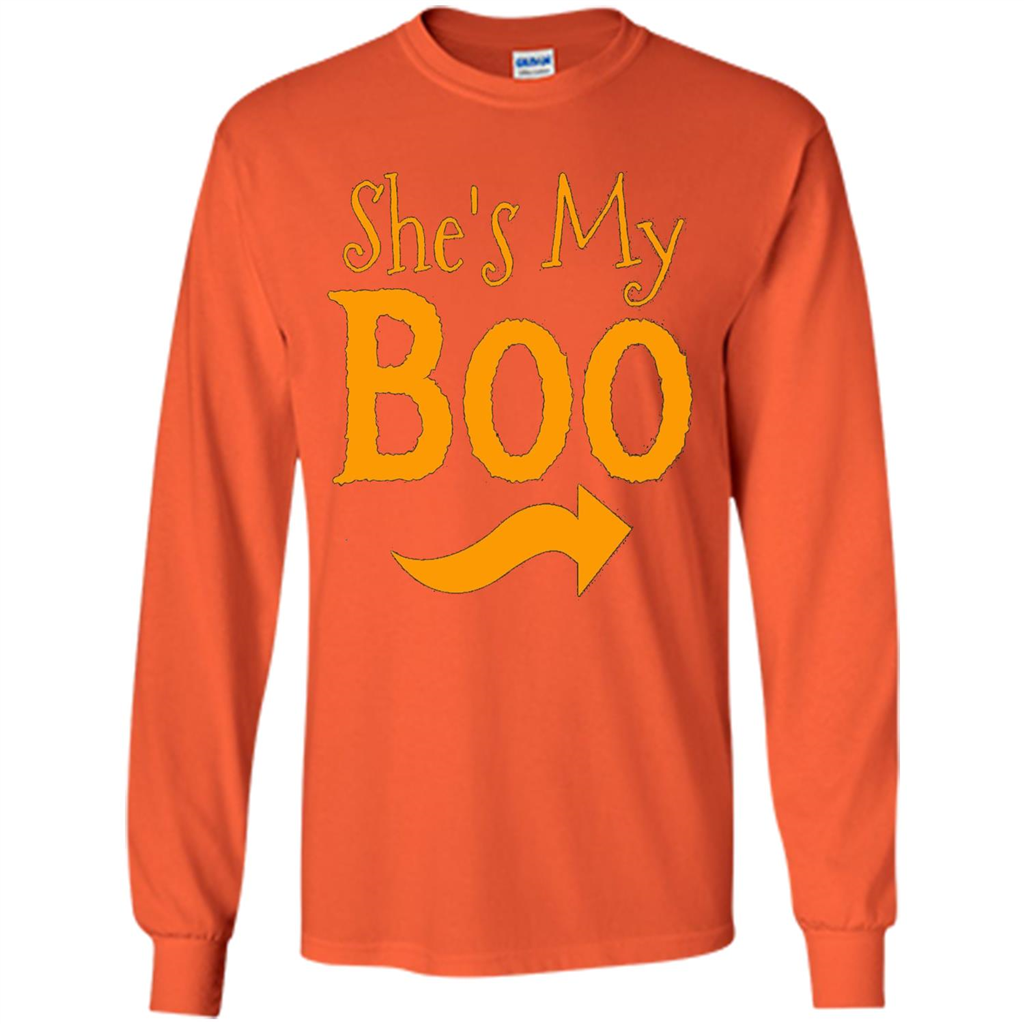 She's My Boo - Halloween Couples T-shirts For Him and Her Orange