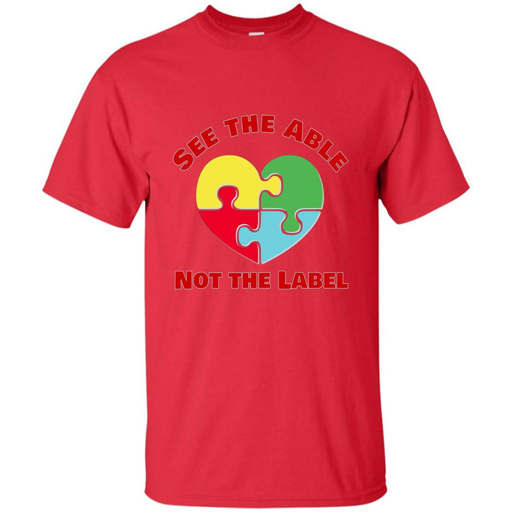 Autism Awareness T-shirt See the Able Not the Label Red