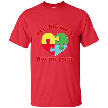 Autism Awareness T-shirt See the Able Not the Label Red