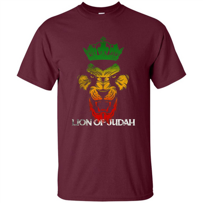 Lion Of Judah Rasta Reggae Roots T-shirt Maroon