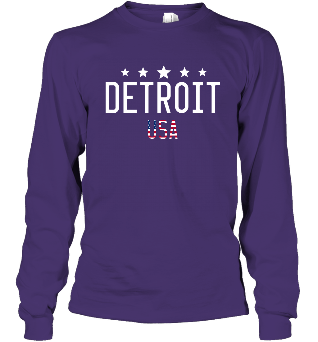 Detroit Usa Shirt Long Sleeve T-Shirt Long Sleeve T-Shirt Purple