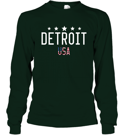 Detroit Usa Shirt Long Sleeve T-Shirt Long Sleeve T-Shirt Forest Green