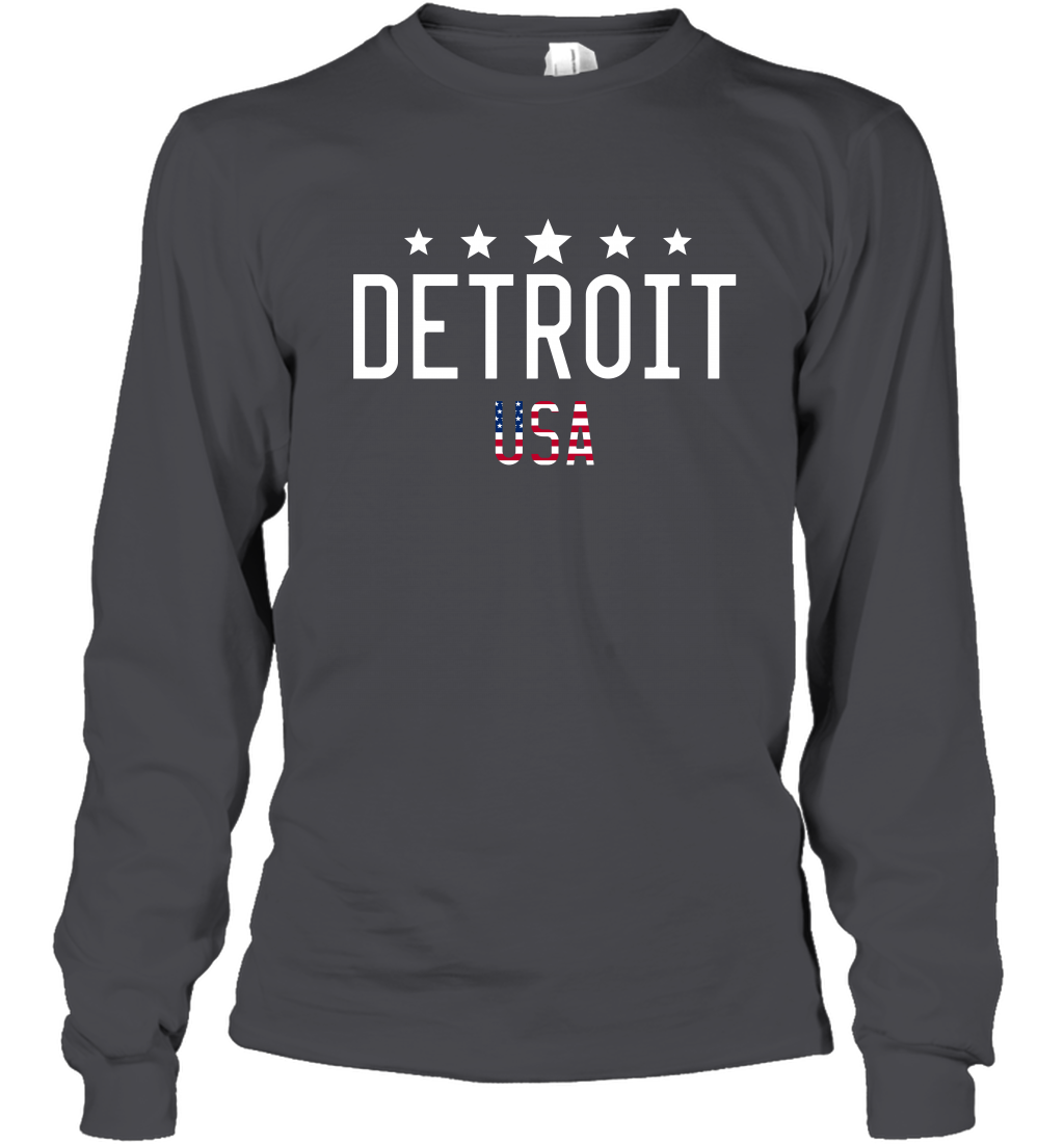 Detroit Usa Shirt Long Sleeve T-Shirt Long Sleeve T-Shirt Dark Heather