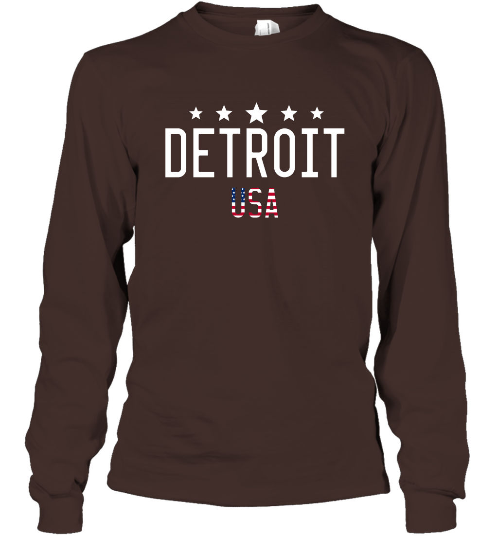 Detroit Usa Shirt Long Sleeve T-Shirt Long Sleeve T-Shirt Dark Chocolate