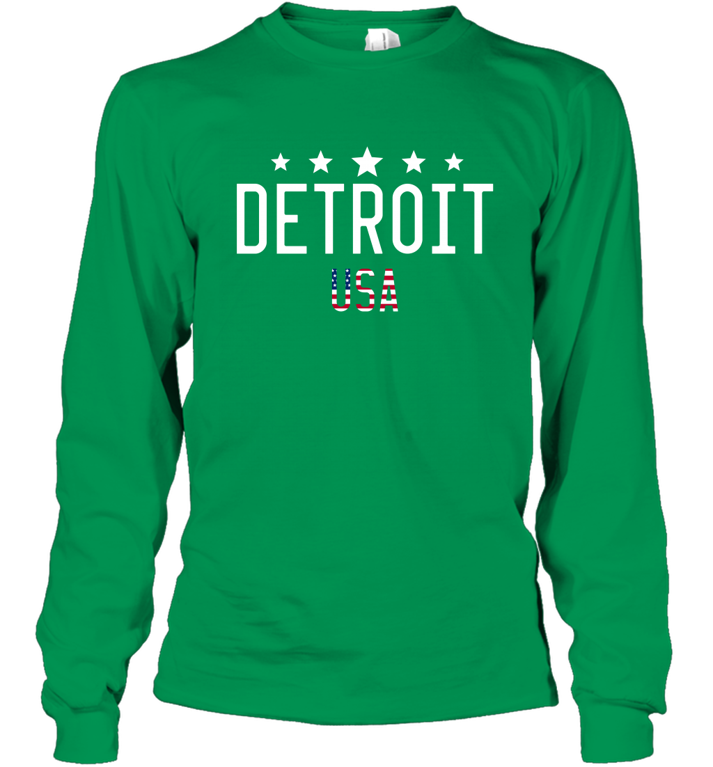 Detroit Usa Shirt Long Sleeve T-Shirt Long Sleeve T-Shirt Irish Green