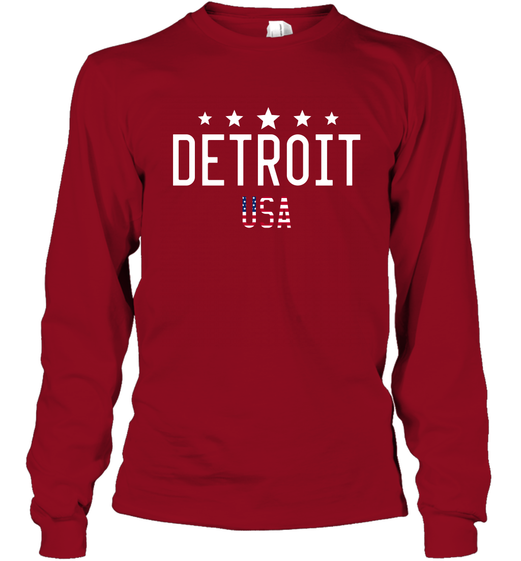Detroit Usa Shirt Long Sleeve T-Shirt Long Sleeve T-Shirt Cardinal Red
