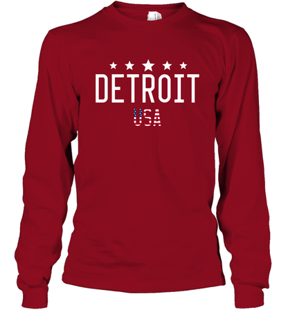 Detroit Usa Shirt Long Sleeve T-Shirt Long Sleeve T-Shirt Cardinal Red