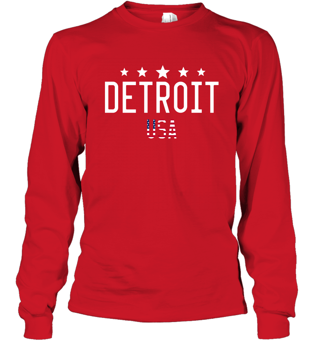 Detroit Usa Shirt Long Sleeve T-Shirt Long Sleeve T-Shirt Red