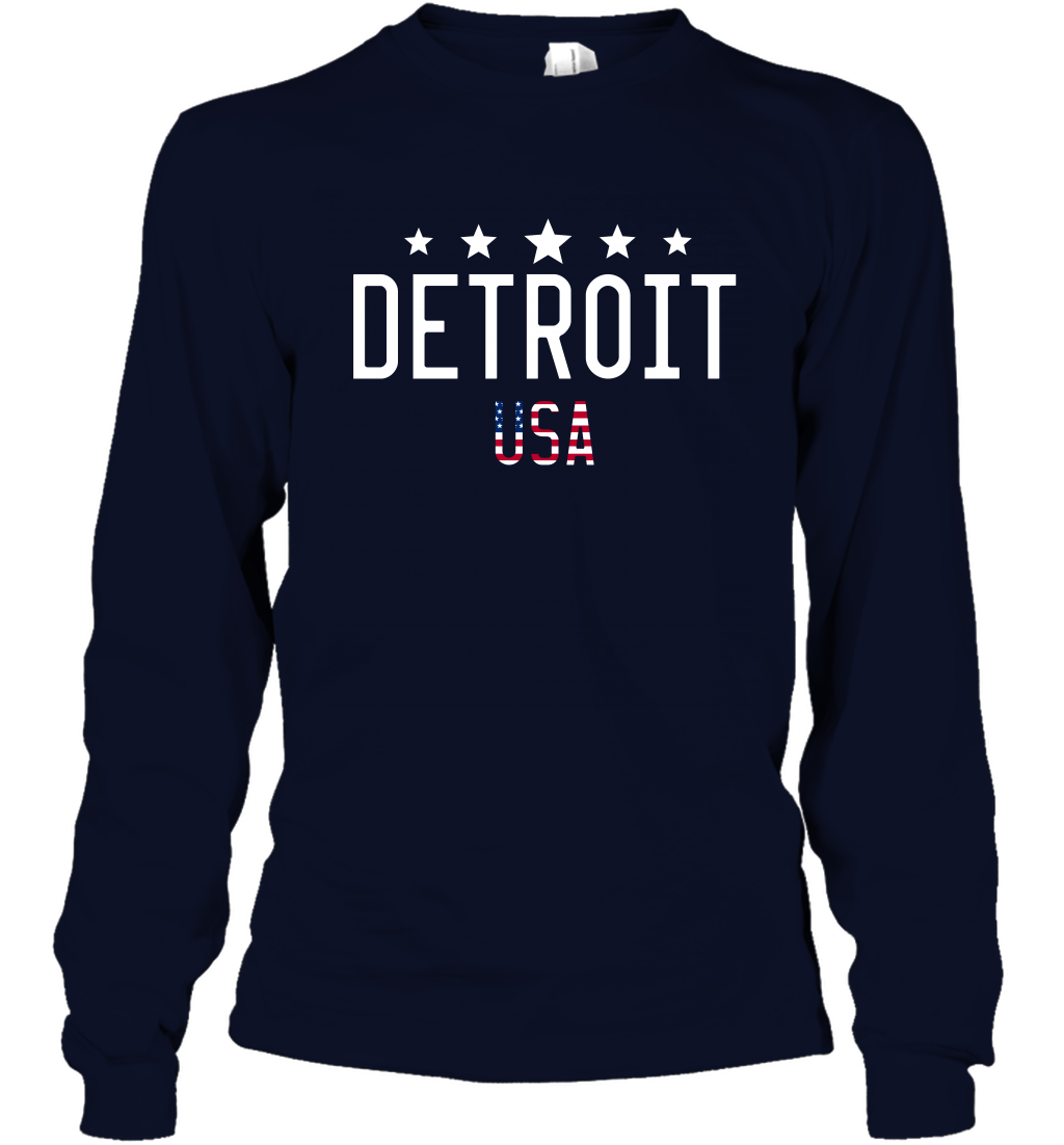 Detroit Usa Shirt Long Sleeve T-Shirt Long Sleeve T-Shirt Navy