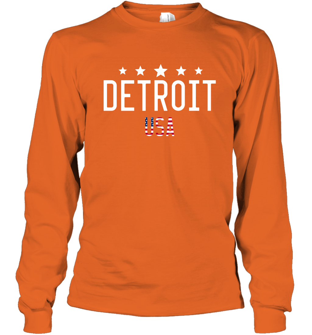 Detroit Usa Shirt Long Sleeve T-Shirt Long Sleeve T-Shirt Orange