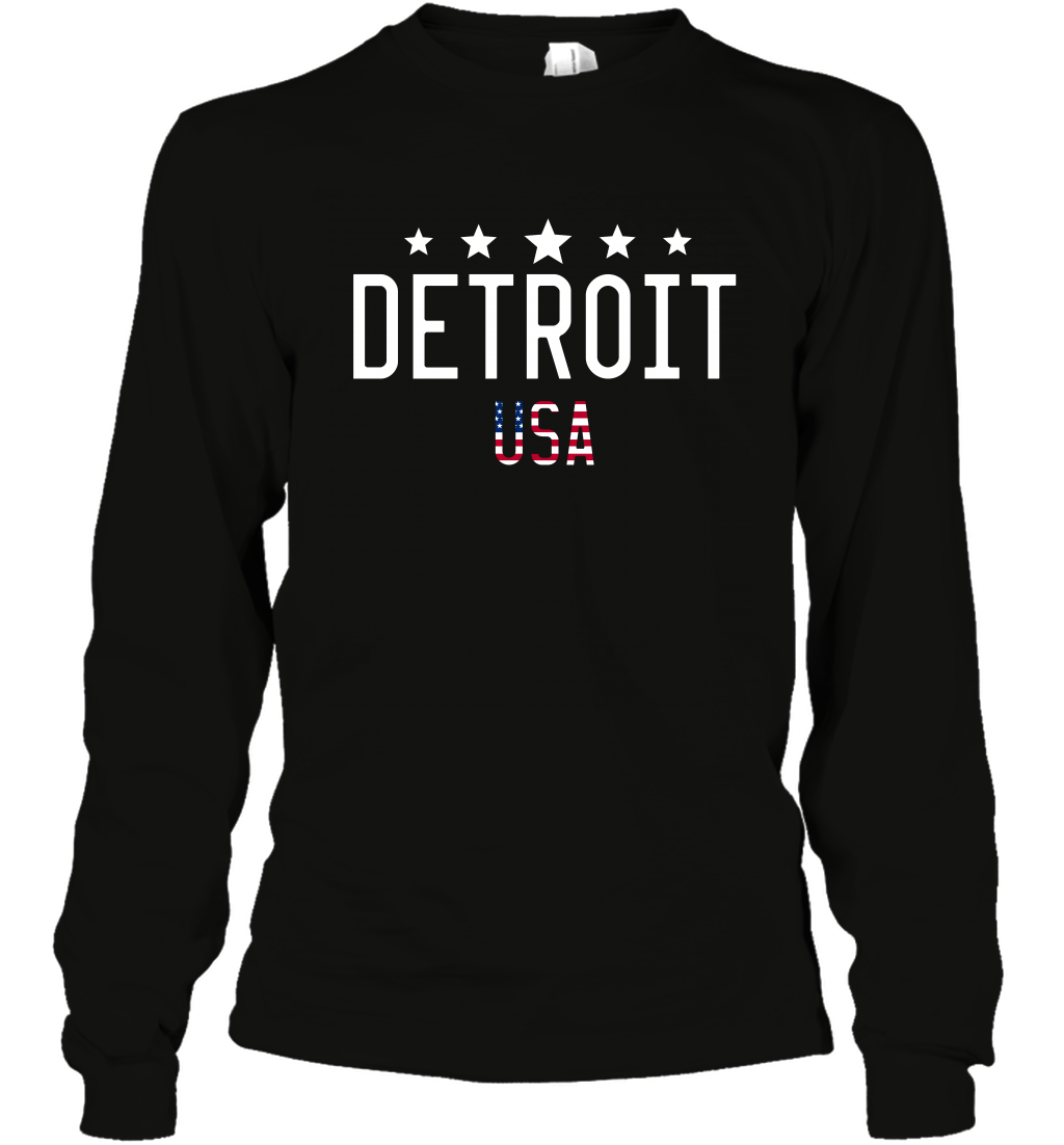 Detroit Usa Shirt Long Sleeve T-Shirt Long Sleeve T-Shirt Black