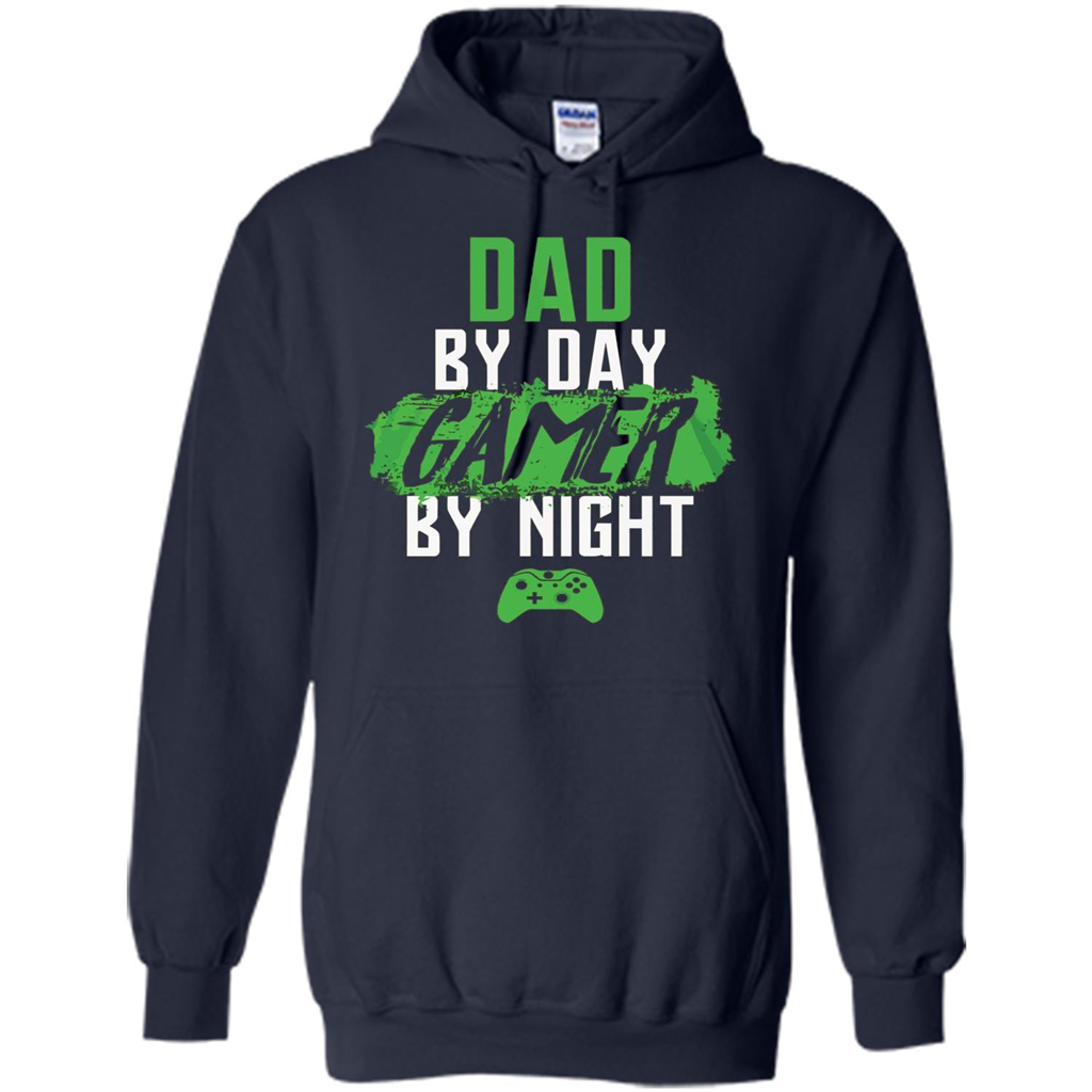 Fathers Day T-shirt Dad By Day Gamer By Night Video Game Navy