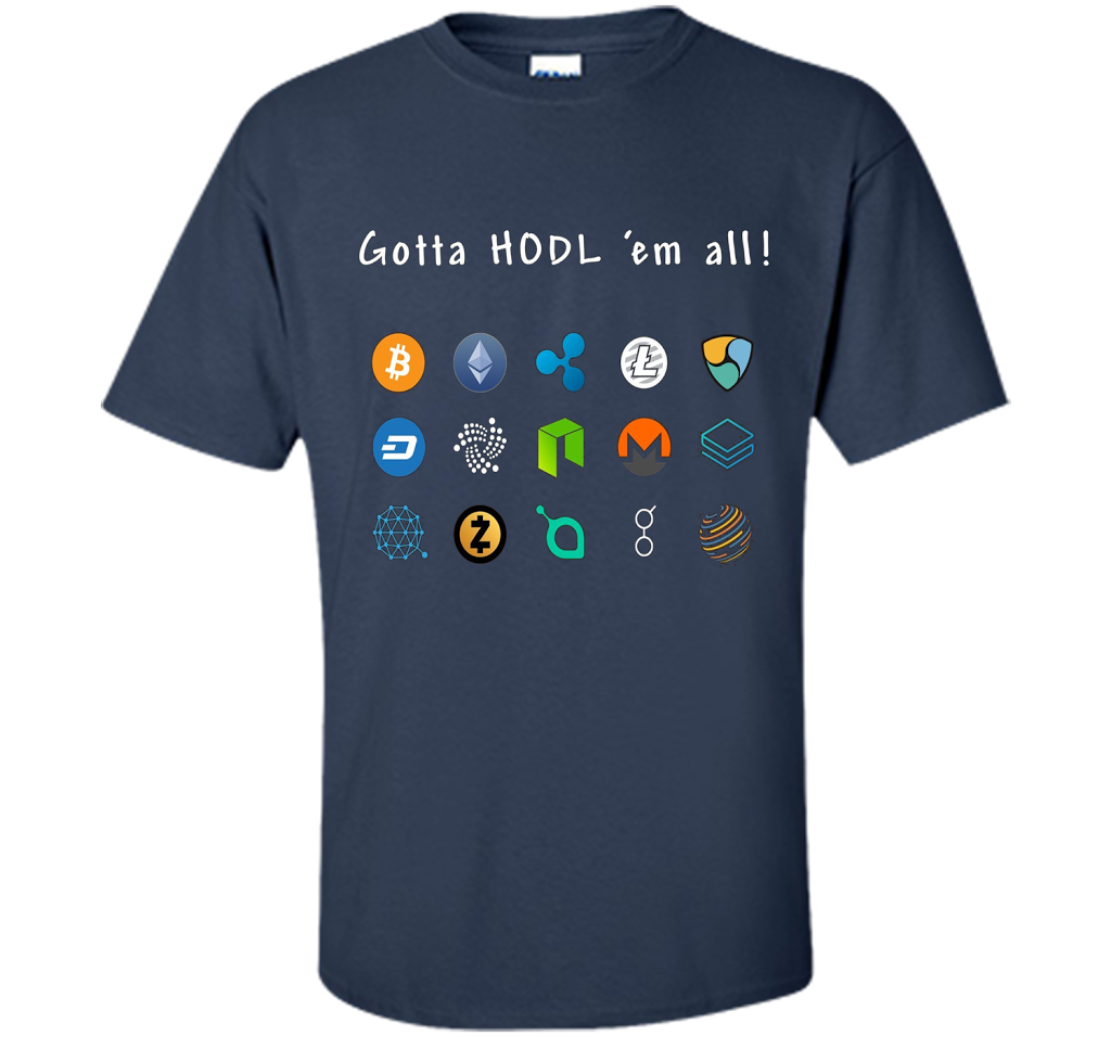 Ethereum Bitcoin Litecoin Gotta Hold'em All T-shirt Navy