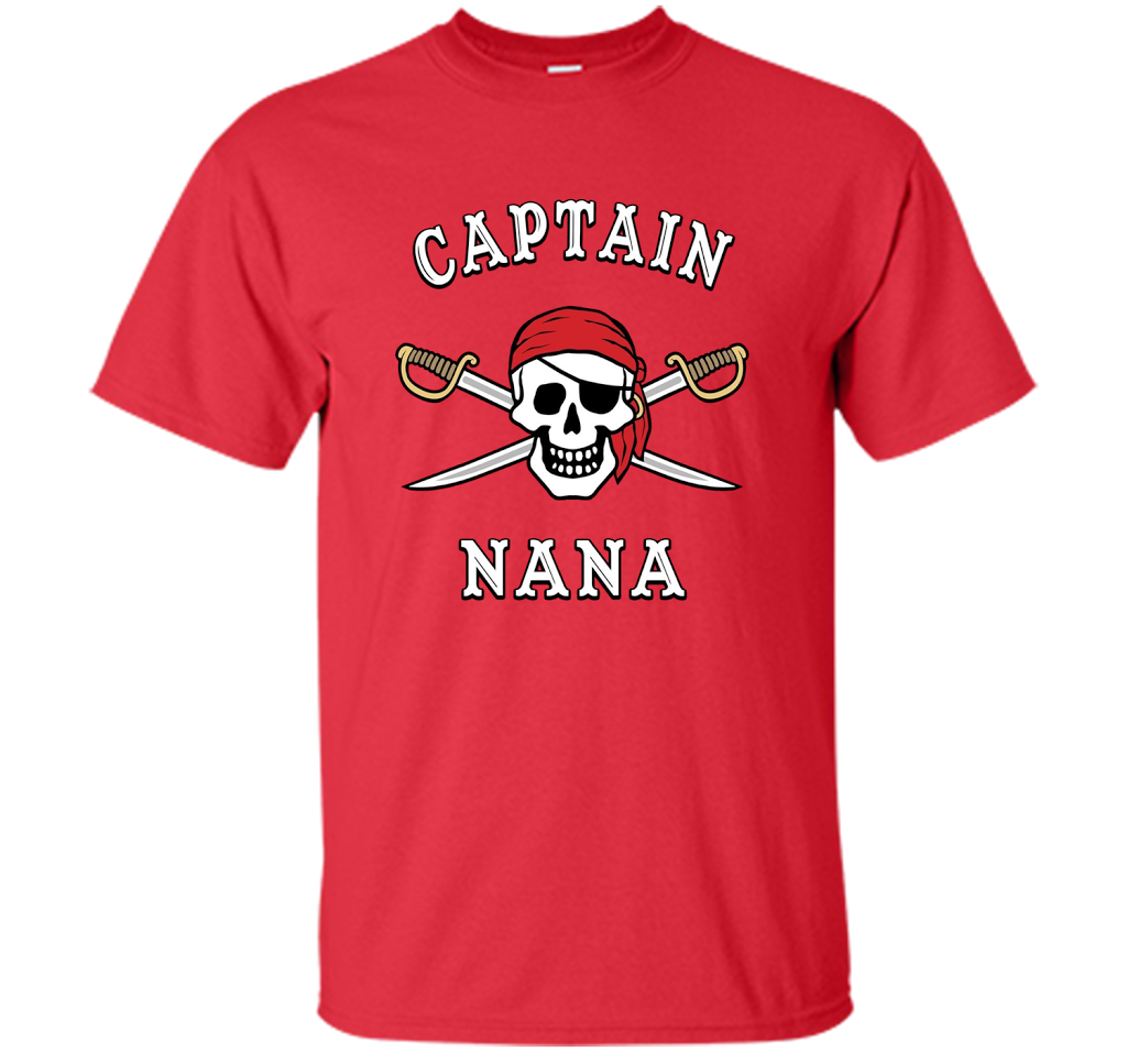 Captain Nana Funny Pirate T-shirt cool shirt Red