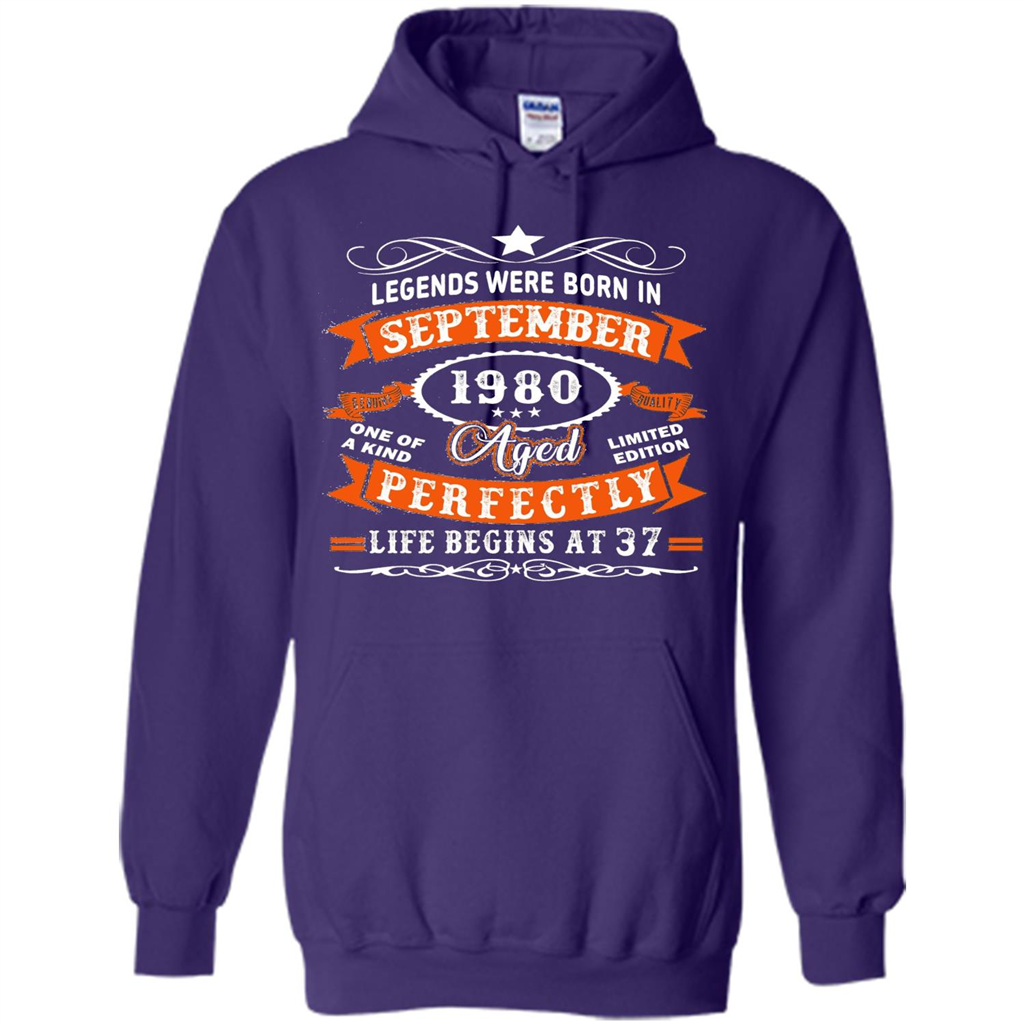 Legends Were Born In September 1980 T-shirt Birthday Gift T-shirt Purple