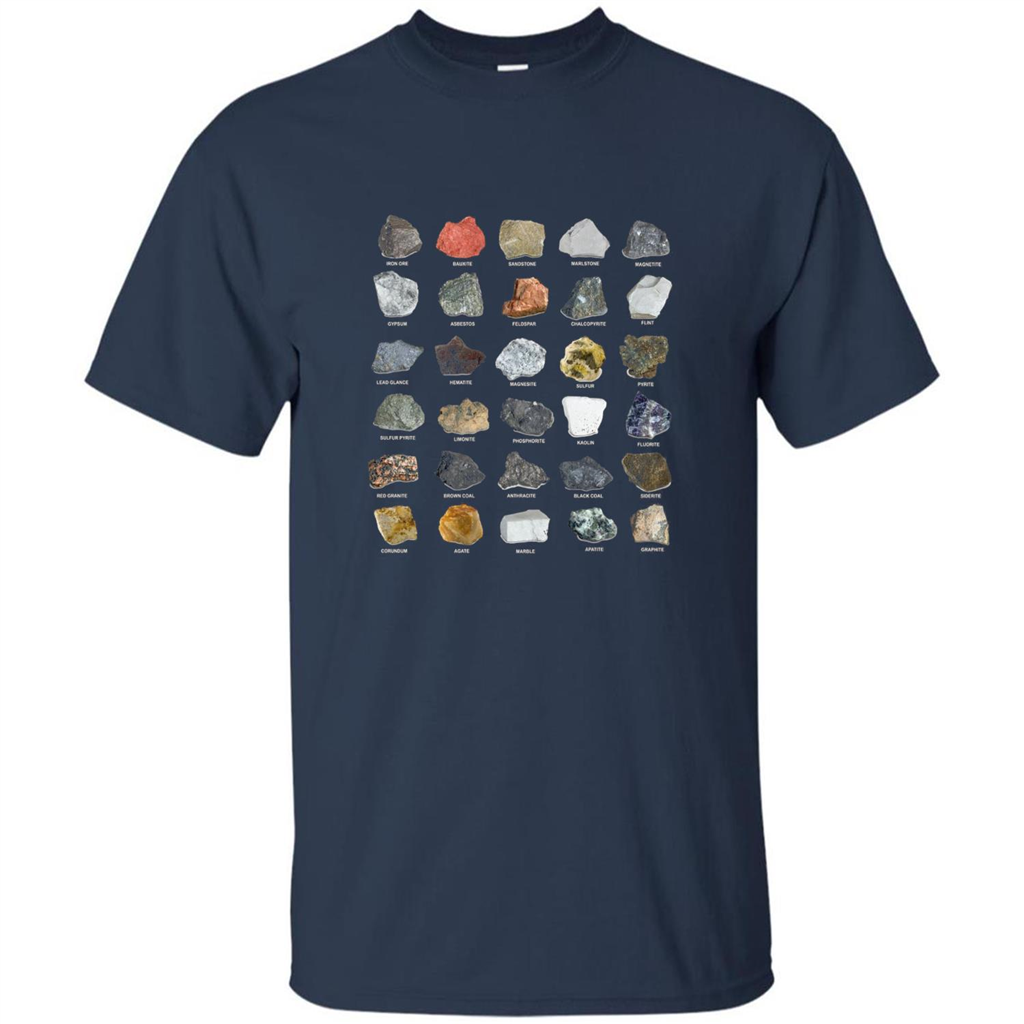 Ores and Minerals Gems and Crystals Rock Collecting T-shirt Navy