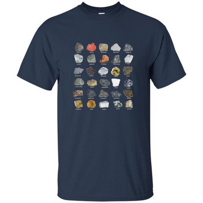 Ores and Minerals Gems and Crystals Rock Collecting T-shirt Navy
