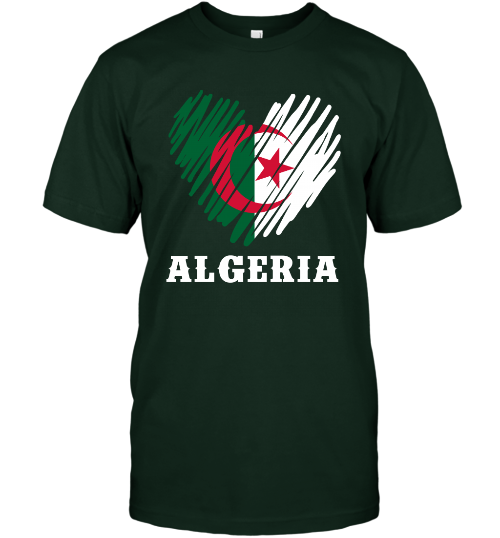 Algeria Flag Shirt T-Shirt T-Shirt Forest Green