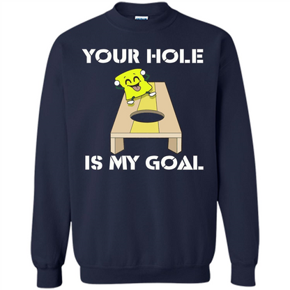 Funny Games T-shirt Your Hole is my Goal Cornhole Navy