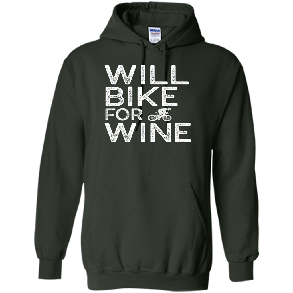 Cyclist Biker T-shirt Will Bike For Wine Forest Green